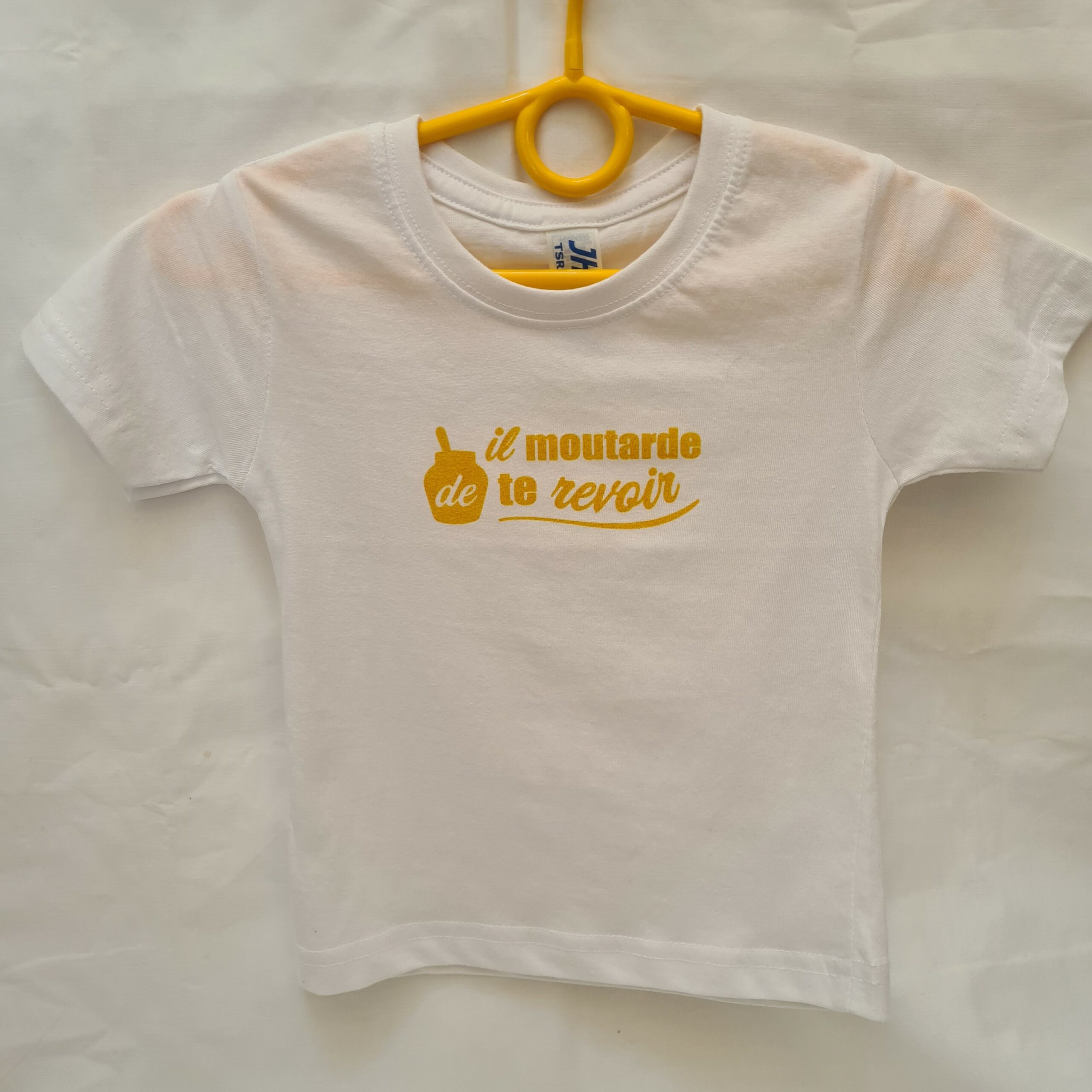 Tee-shirt enfant “Il moutarde de te revoir”  blanc