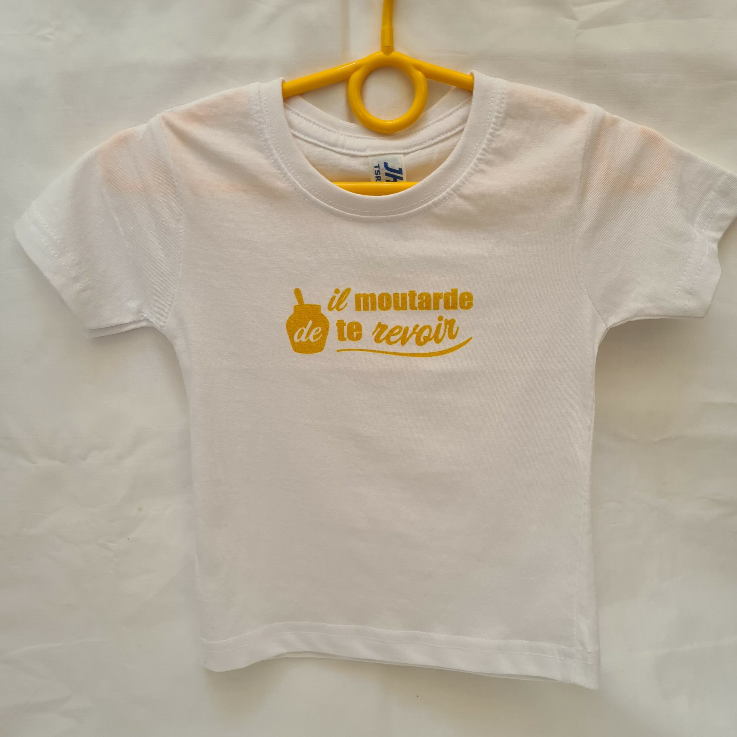 Tee-shirt enfant « Il moutarde de te revoir »  blanc