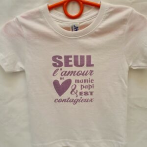 Tee-shirt enfant "Seul l'amour de papi et mamie est contagieux" - Blanc
