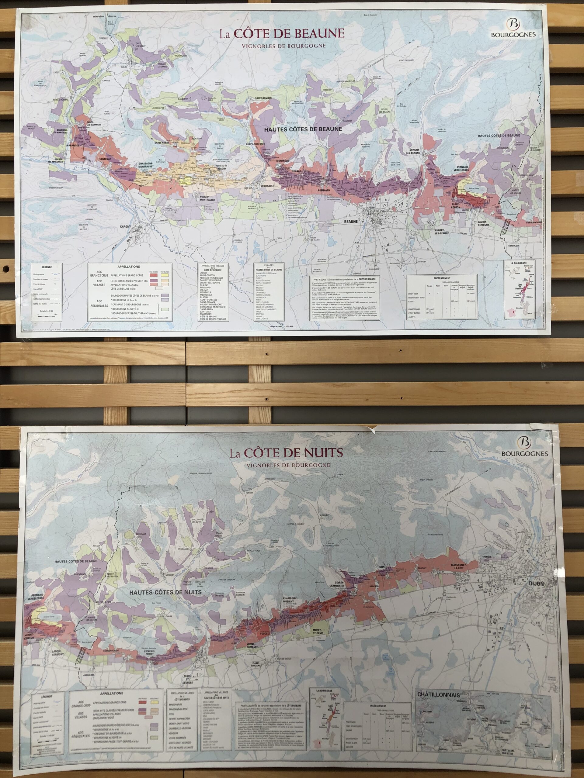 Carte du vignoble Côte de Nuits et Côte de Beaune