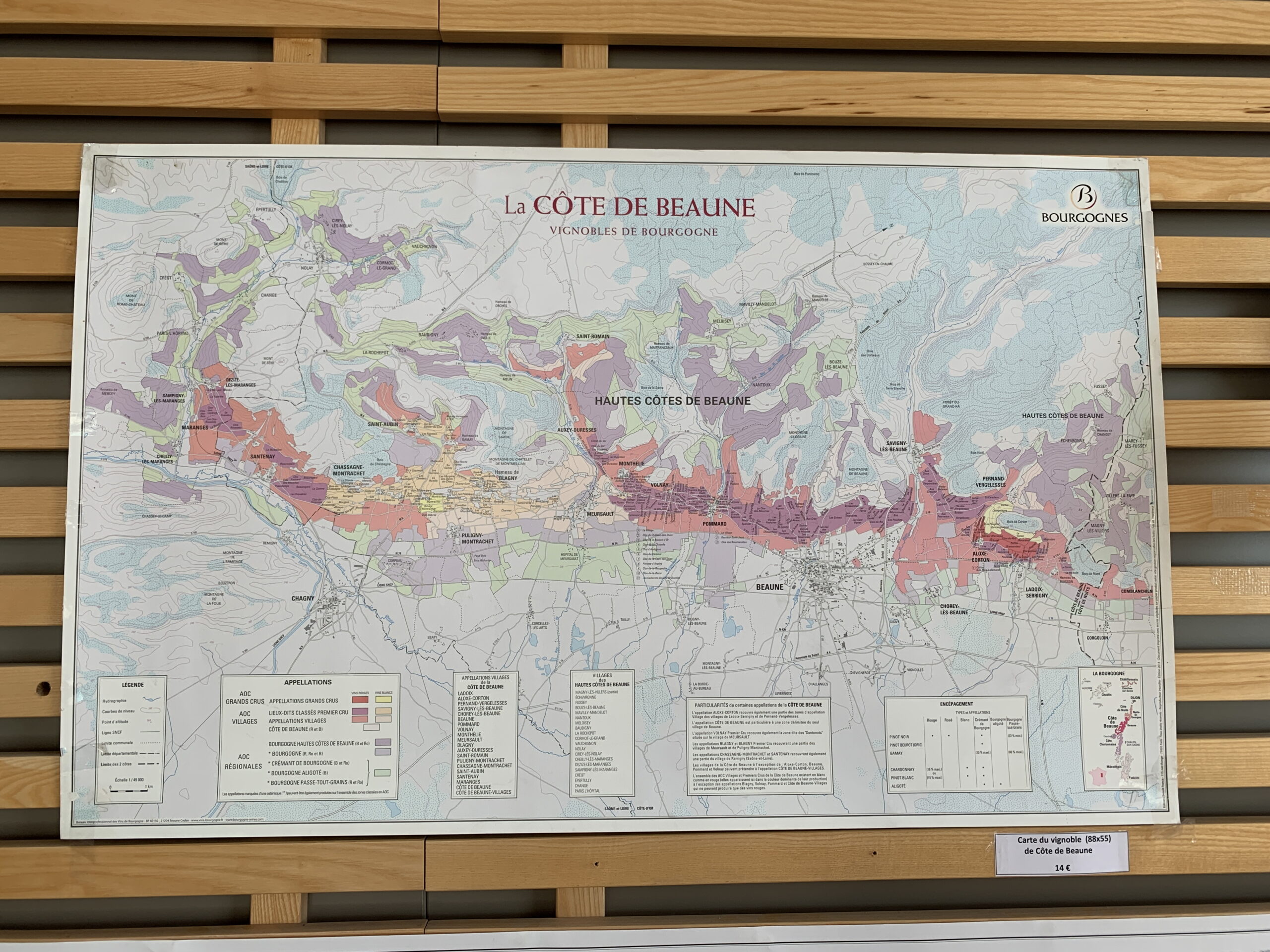 Carte du vignoble de Côte de Beaune (88×55)