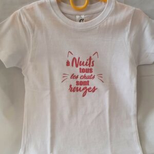 Tee-shirt enfant "A Nuits tous les chats sont rouges" blanc