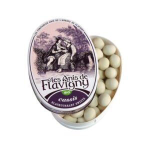 Boîte ovale d'anis de Flavigny, bonbons Cassis Bio 50g