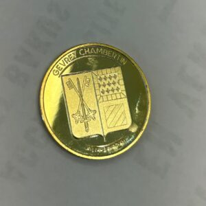 Monnaie souvenir de la ville de Gevrey-Chambertin avec le blason de la ville d'un côté et la Route des Grands Crus de l'autre.