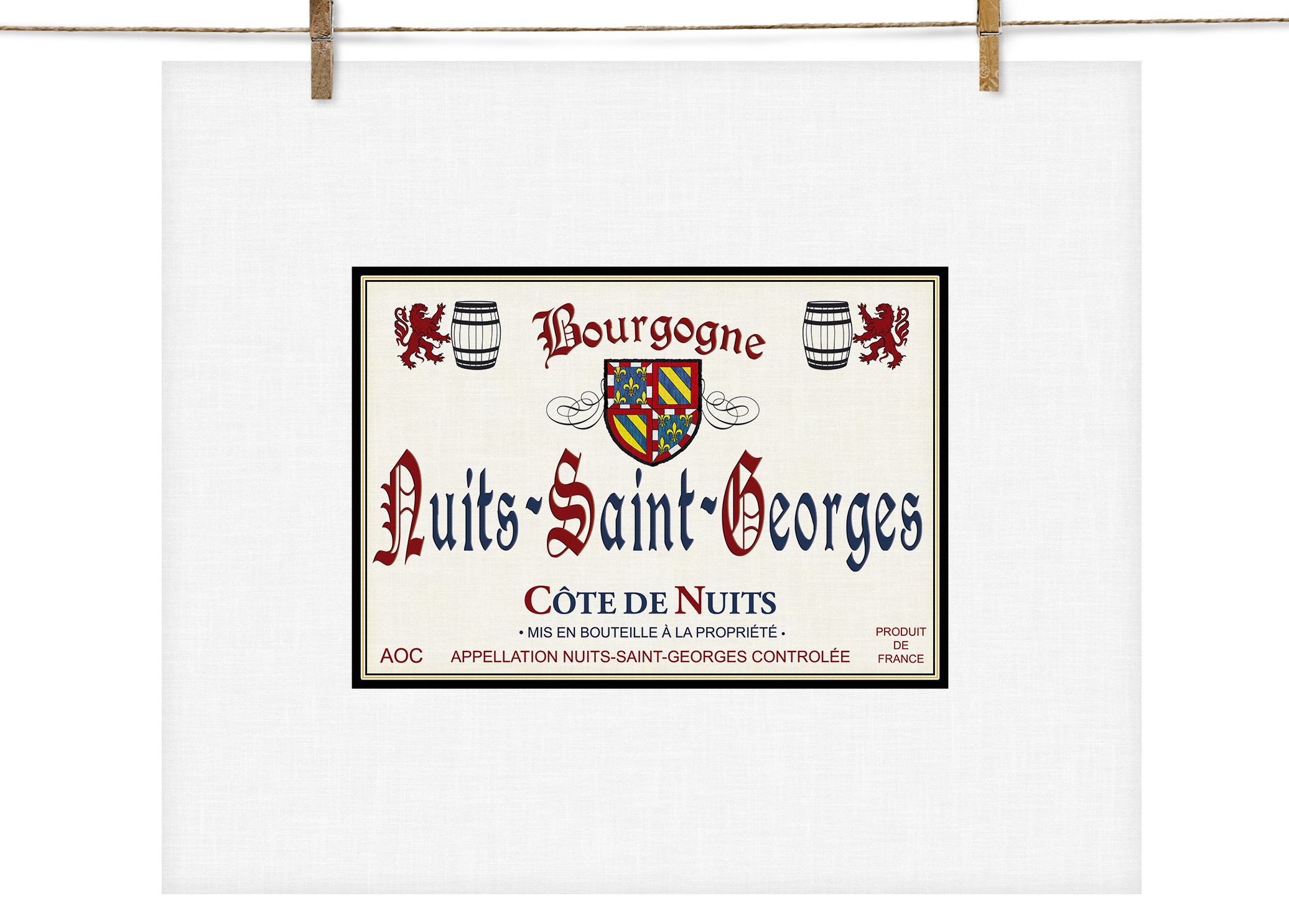 Torchon étiquette vin