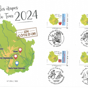 Tour de France - Enveloppe C5 4 étapes avec 4 timbres et 4 oblitérations