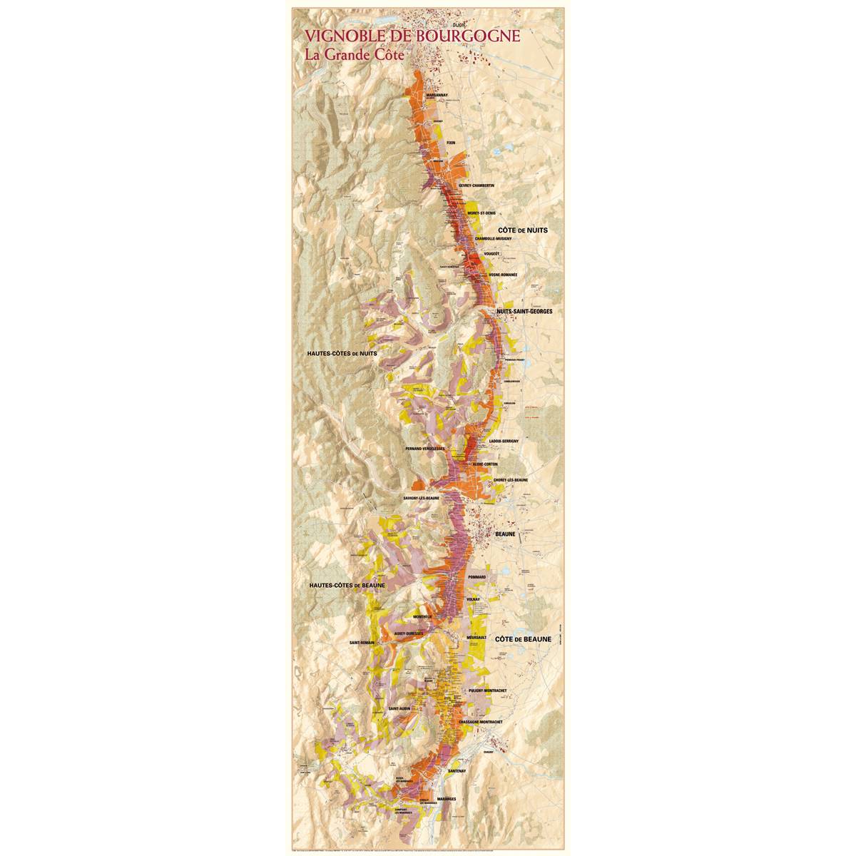 Carte du vignoble Côte de Nuits Côte de Beaune
