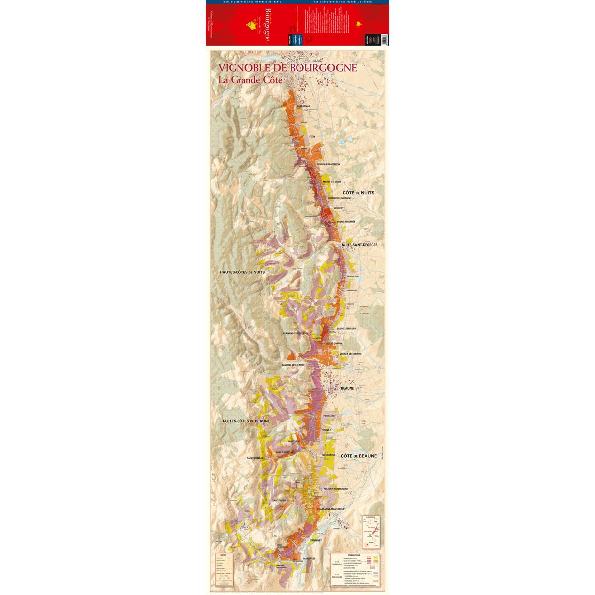 Carte du Vignoble de Bourgogne (La Grande Côte)